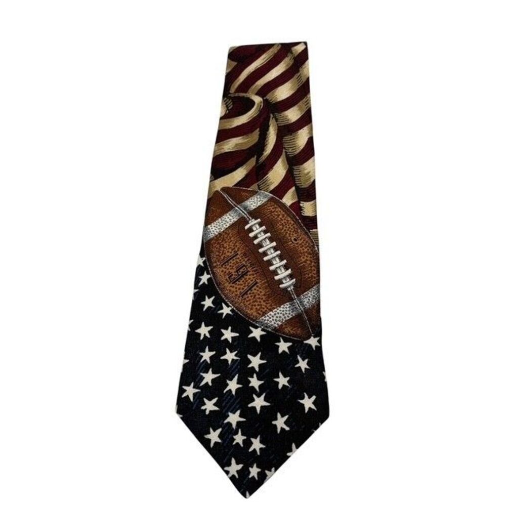 Van Heusen Americana Football Tie USA Flag Stars Stripes Novelty Mens Necktie - Picture 3 of 8